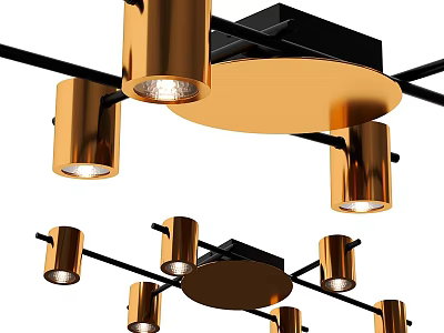 Modern Golden Ceiling Lights With Multiple Lamps 3d model