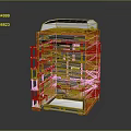 Modern Orange Stacked Audio System Featuring Multiple Layers And Control Panel Design