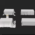 White Tablecloths Covering Various Shaped Tables For Event Decoration Setup 3d model