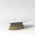 Modern Coffee Table With Smooth Marble Top And Brown Conical Base Design 3d model