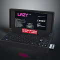 Retro Portable Electronic Device With Keyboard Screen And Safety Instruction Label
