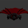 Detailed Dark Spiked Fantasy Armor With Red Cape And Intricate Design