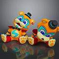 Cute Orange Plush Toy Bears With Black Top Hats Blue Eyes And Red Shoes