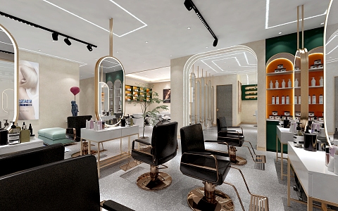 Light Luxury Barber Shop Hairdressing 3d model