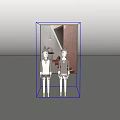 Two Horned Decorative Figurine Set With Background Painting And Staircase