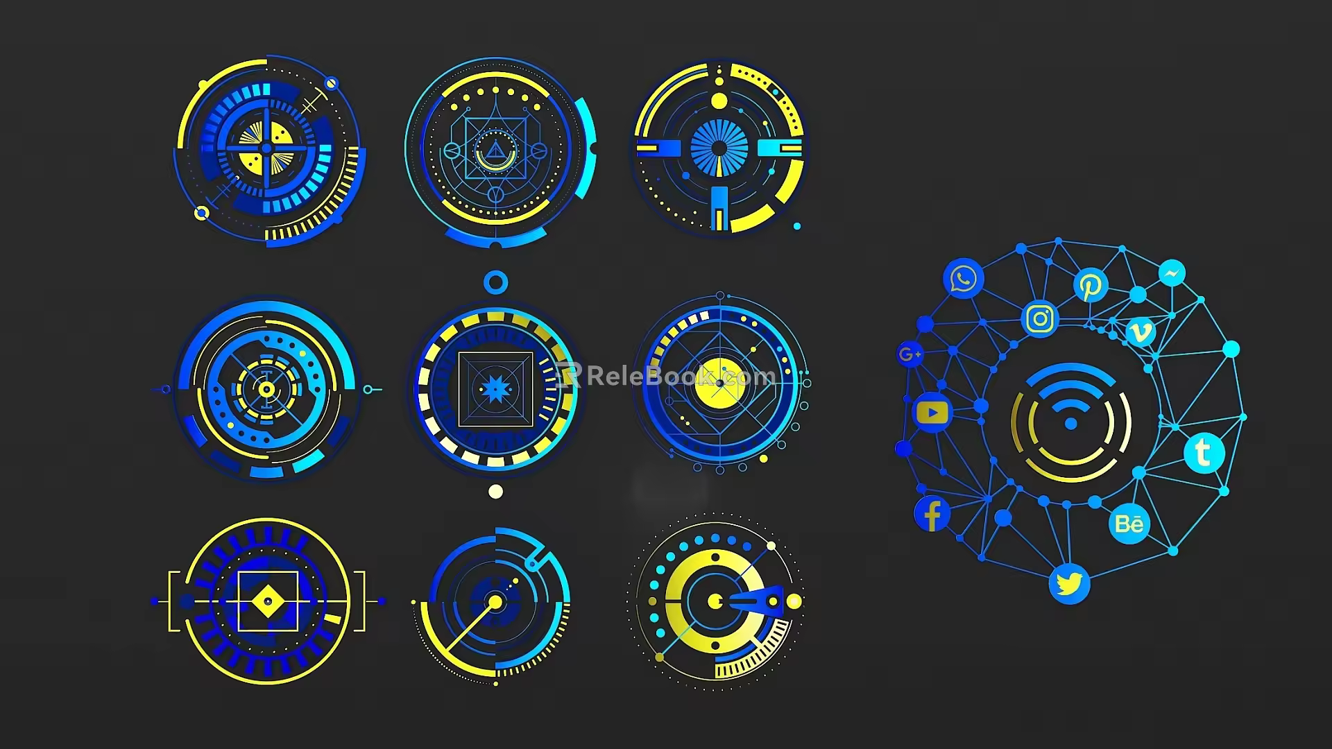 Modern technology line technology round 3d model