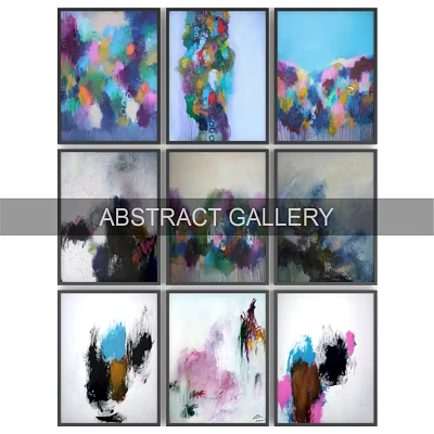 Framed Abstract Art Collection For Gallery Wall Display With Colorful Paintings 3d model