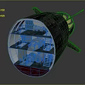Water Vessel Internal Structure Cross Section View With Multi Deck And Technical Equipment 3d model
