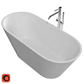 Modern White Freestanding Bathtub With Chrome Faucet For Home Bathroom