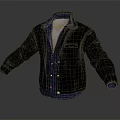 Black Leather Jacket With Blue Denim Shirt And White Inner Layer Design 3d model