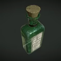 Vintage Green Glass Perfume Bottle With Cork Stopper And Classic Label Design