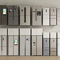 Modern Refrigerators and Freezers in Multiple Styles and Designs on 3d model