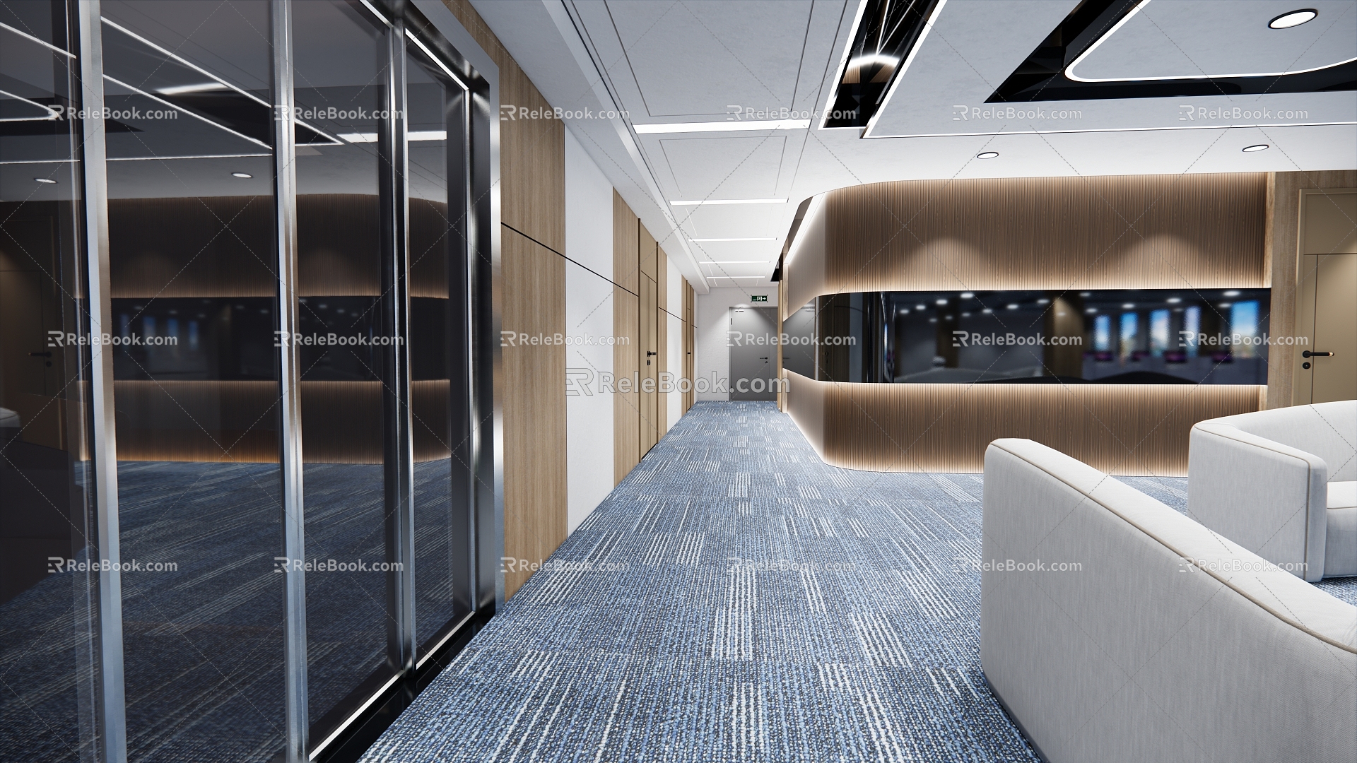 office area aisle office corridor company corridor business office area aisle aisle corridor decoration effect 3d model