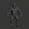 Gray Muscular Roaring Game and Movie Character in Standing Pose With Shadow