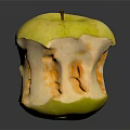 Juicy Bitten Green Apple With Visible Core On Dark Background