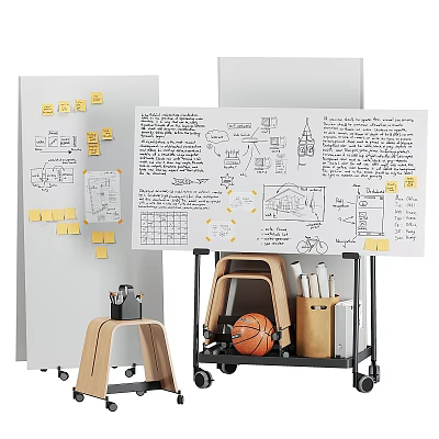 Modern Whiteboard Office Supplies Mobile Whiteboard Sporting Supplies Basketball 3d model