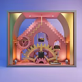 Creative Window Display Decoration With Large Gears And Luxury Handbags Design