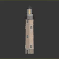 Brick Lighthouse Architecture With Transparent Top Illuminated Light And Multiple Windows