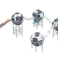 Outdoor Playground Equipment With Soccer Ball Shaped Structures Slides And Climbing Frames