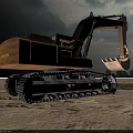 KOBELCO FH200 Crawler Excavator With Bucket On Sandy Construction Site Urban Skyline