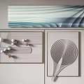 Modern Abstract Wall Decor With Geometric Line Patterns And Layered Art Pieces