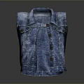 Stylish Classic Casual Denim Vest With Button Front And Lapel Design