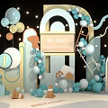 Baby Birthday Party Decorations With Pastel Balloons Arch And Fairy Lights