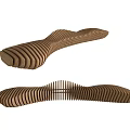 Modern Brown Wooden Outdoor Chair with Wave Shaped Ribbed Design