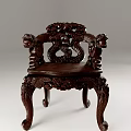 Dark Wooden Chinese Style Carved Armchair Featuring Dragon Motifs On Armrests And Legs