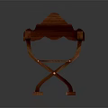 Unique Stylish Wooden Chair With Curved Armrests Striped Seat And Cross Leg Base
