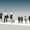 Group of Business People Standing and Sitting in Formal Attire Professional Setting