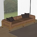 Modern Sofa Solid Wood Sofa Straight Row Sofa Three-seater Sofa 3d model