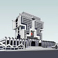 Modern Office Building With Unique Architectural Design And Curved Base Structure