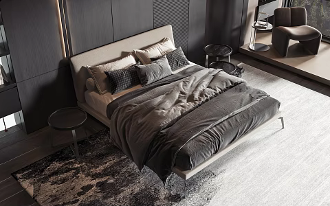 Modern style commodity bed 3d model