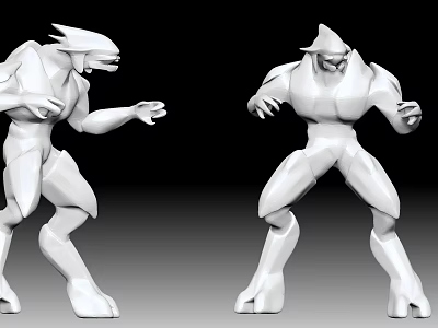 Game and Movie Character 3D Model Design With Dynamic Warrior Poses and Muscular Build 3d model