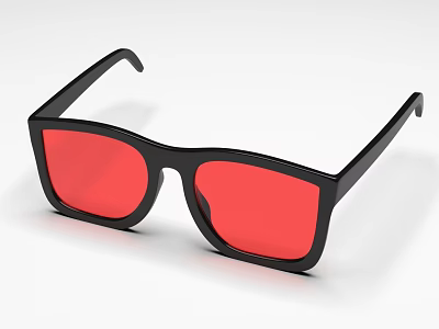 Stylish Black Frame Sunglasses With Red Lenses For Daily Fashion Wear 3d model