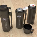 Set of Black Stainless Steel Insulated Mugs With Handle and Portable Lid Design