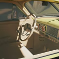 Vintage Yellow Classic Car With Sleek Body And Retro Design Features