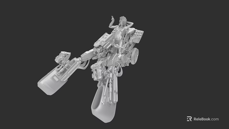 3D Model Futuristic Motorcycle With Complex Mechanical Structure And Detailed Parts 3d model 