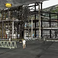 Futuristic Industrial Structure With Radial Metal Framework And Illuminated Interior