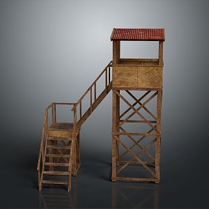 Tower defense sentry tower air defense watchtower observatory tower loft 3d model