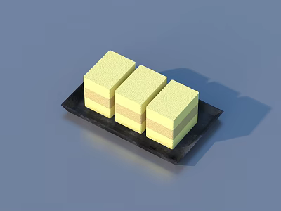 Yellow Square Layered Household Essentials Placed On Black Tray For Home Use 3d model