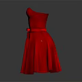 Elegant Strapless Red Dress With Bow At Waist And A Line Skirt