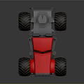 Red Cartoon Style Monster Truck With Large Tires And Classic Design
