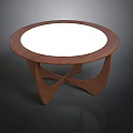 Round Wooden Coffee Table With White Tabletop And Cross Leg Design