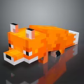 Pixel Style Orange Fox Game Character Lying Down With White Tipped Ears