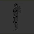 3D Robot Model with Helmet Mechanical Armor and Limb Structure in Gray Design 3d model