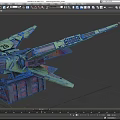 Detailed Futuristic Sci Fi Mechanical Structure With Green Purple Metallic Design