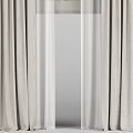 Light Gray Linen Curtains With Sheer Layer For Elegant Window Treatment 3d model