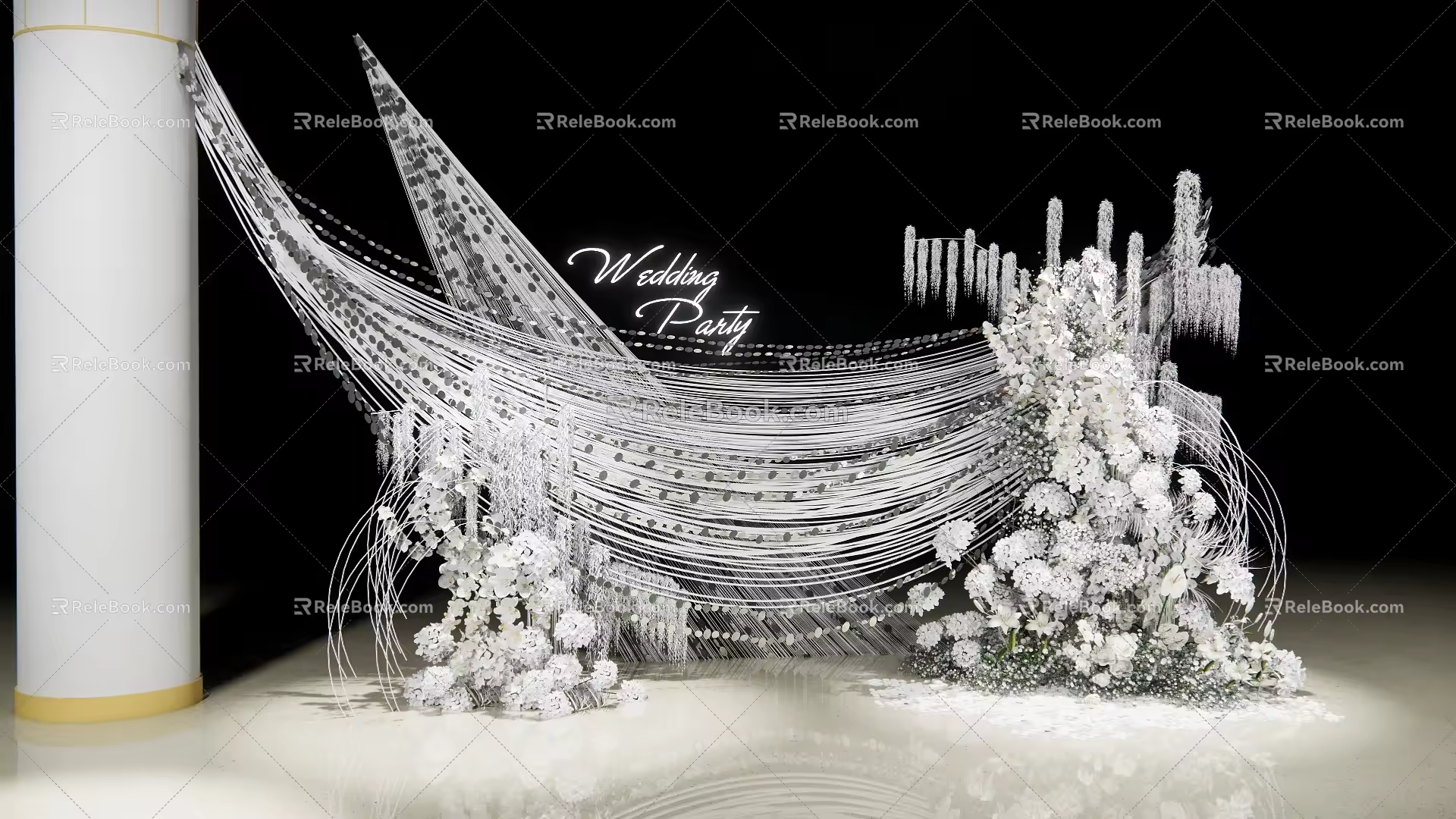 771 YY line curtain sequins wedding display area layout wedding 3d model